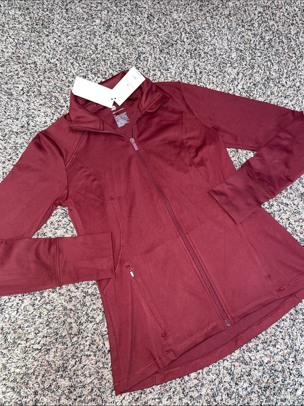 all in motion Women's Maroon Knit Full-Zip Slim Fit Jacket Size XS NWT